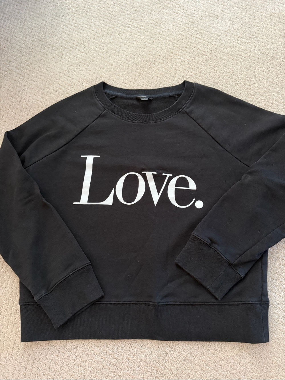 J. Crew Black Crewneck Sweatshirt with White "Love." Graphic